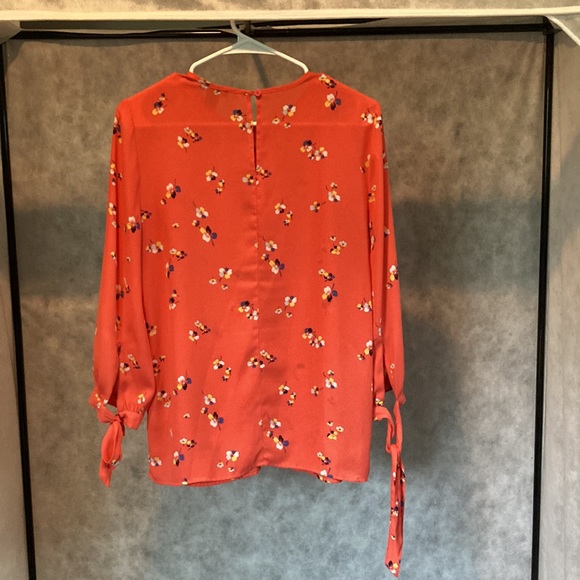 HALOGEN Long Balloon Sleeve Blouse Dreamsicle Orange Floral Womens Small - Picture 13 of 16